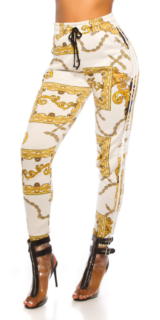 thermo Pants with chain pattern White